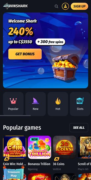 Winshark welcome bonus